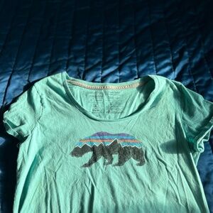 Patagonia Blue and Green Short Sleeve Tee